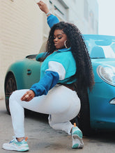 Lockerer, flauschiger Mantel mit Farbblock